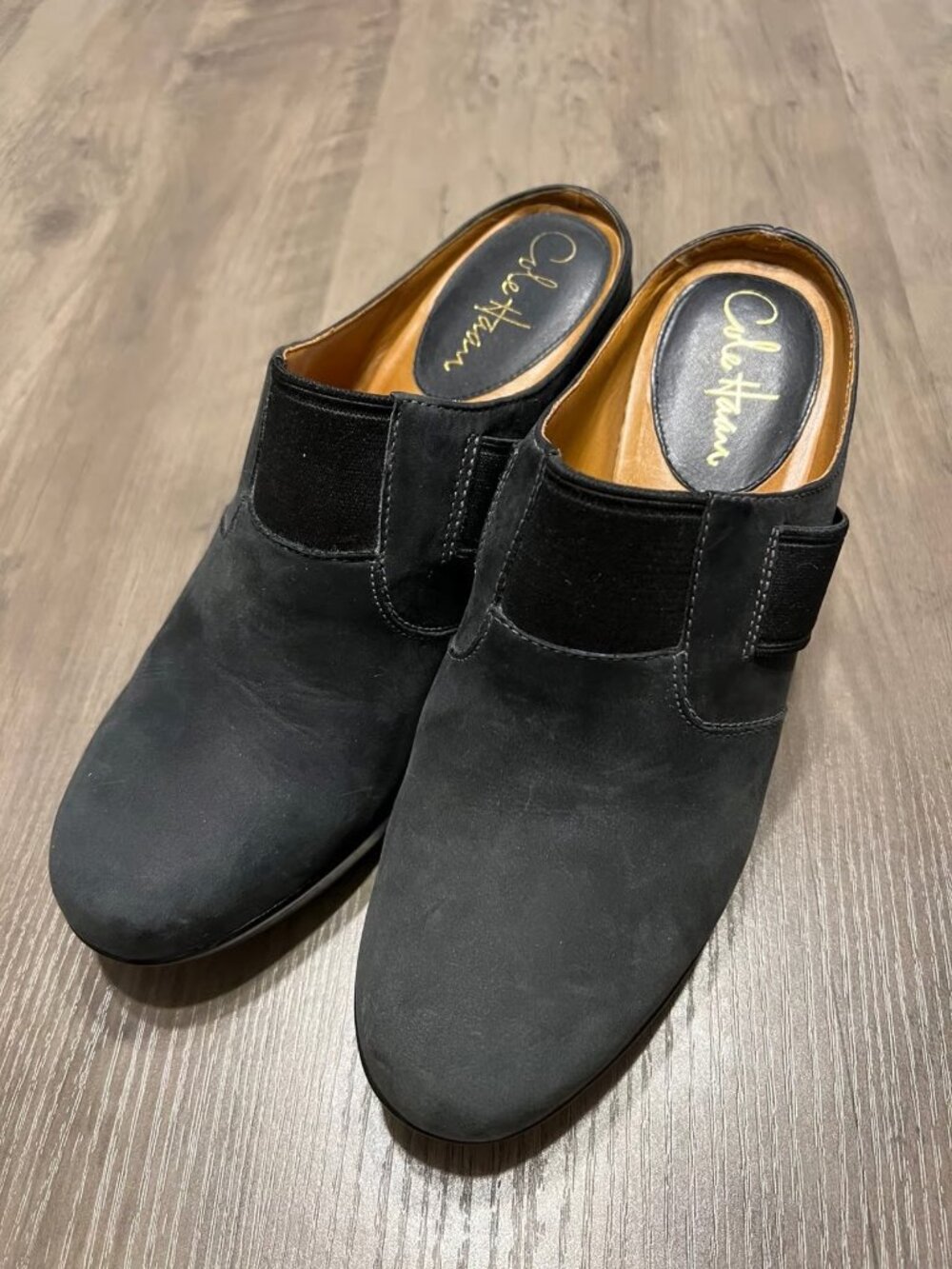 Women's Cole Haan Mules Clogs Wedges Sz 6 Blue Nubuck Leather Excellent Cond!